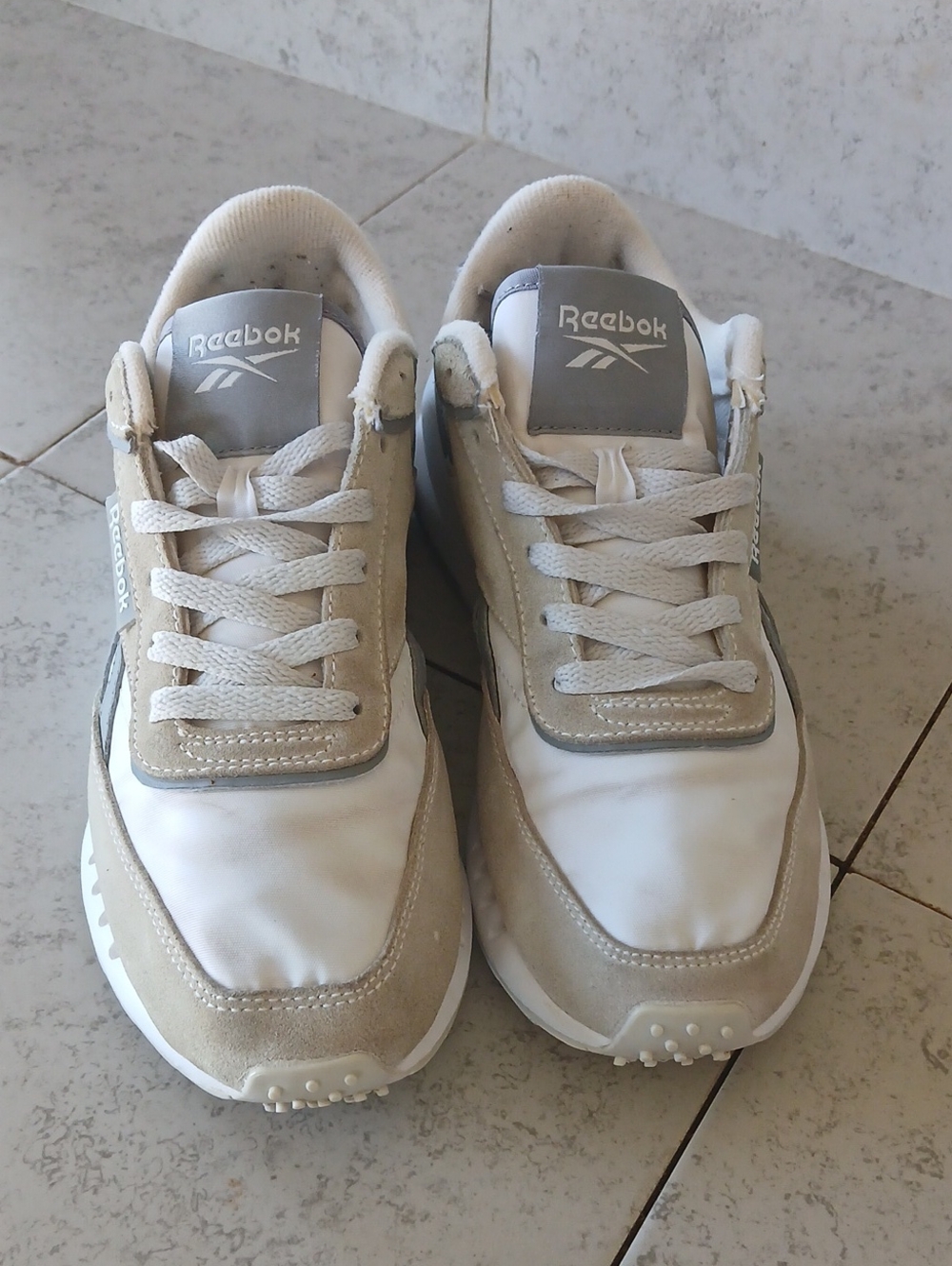 Reebok Women's Classic Beige and White Sneakers